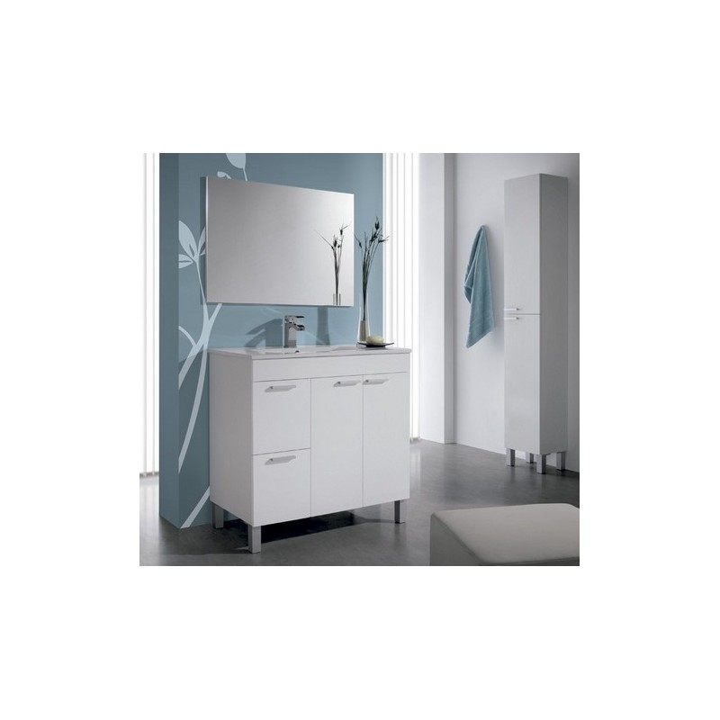 MUEBLE LAVABO COLOR BLANCO CON ESPEJO Y LAVABO BLANCO AKTIVA BLANCO